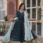 Morpeach Faux Blooming Embroidery Zari Sequins Work Readymade Gown