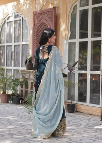 Morpeach Faux Blooming Embroidery Zari Sequins Work Readymade Gown