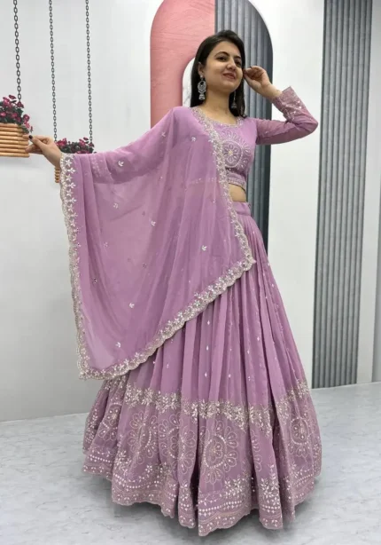 Party Wear Sequence Embroidered Full Stitched Lehenga Choli