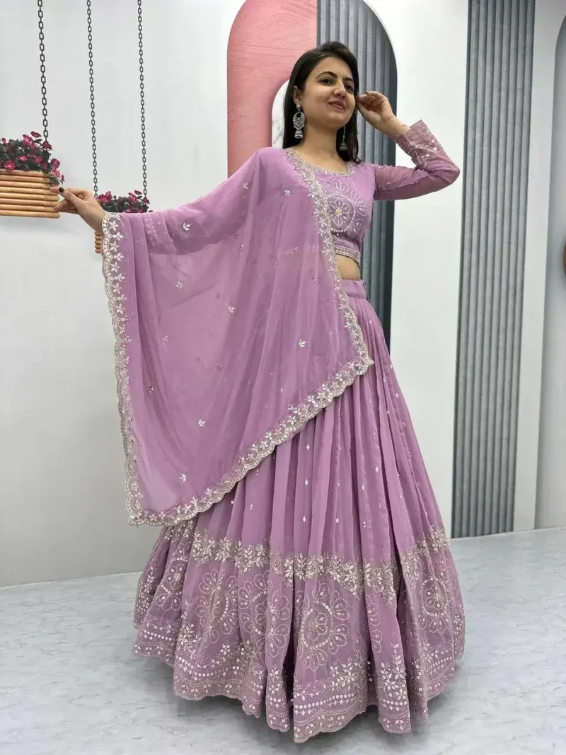 Party Wear Sequence Embroidered Full Stitched Lehenga Choli