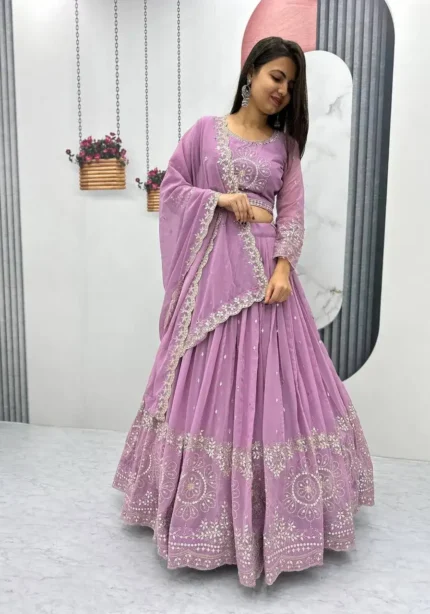 Party Wear Sequence Embroidered Full Stitched Lehenga Choli