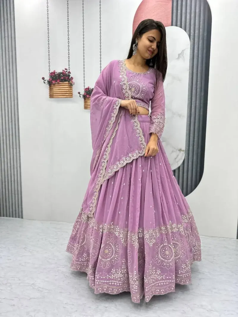 Party Wear Sequence Embroidered Full Stitched Lehenga Choli