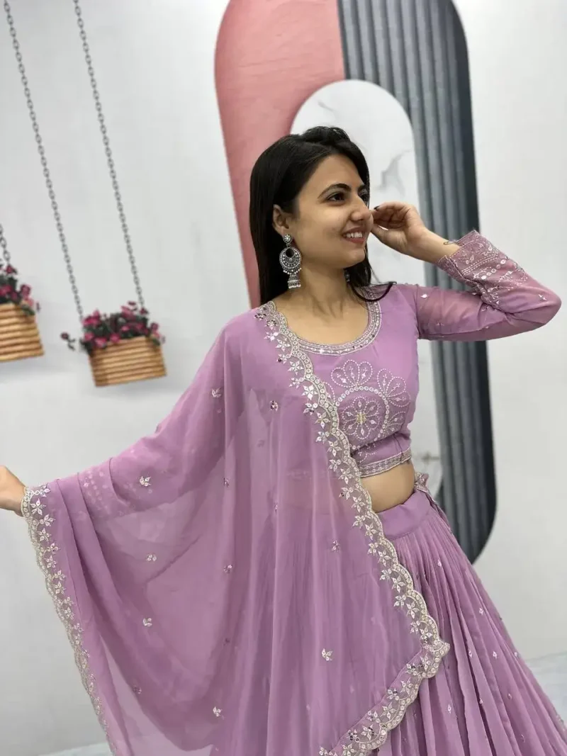 Party Wear Sequence Embroidered Full Stitched Lehenga Choli