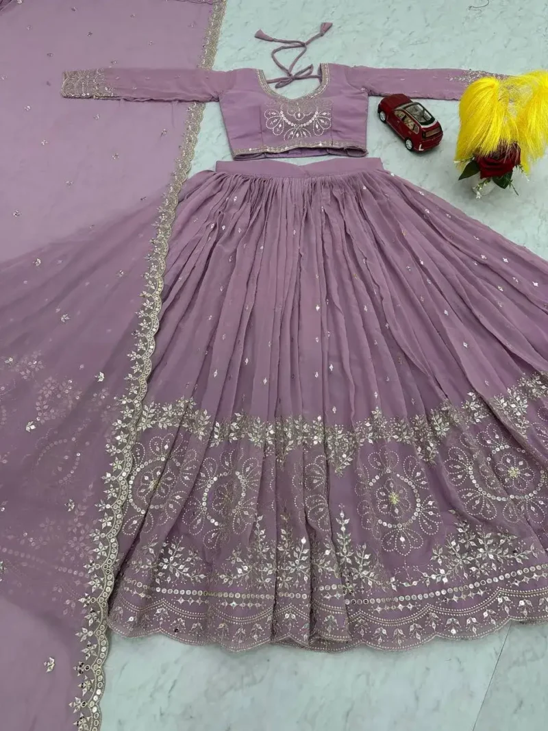 Party Wear Sequence Embroidered Full Stitched Lehenga Choli