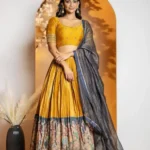 Mustartd Tissue Jari Kalamkari Printed Lehenga Choli