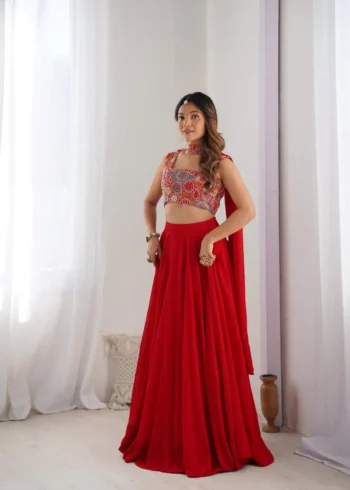Needle Embroidery Thread Sequence Work Designer Party Wear Lehenga