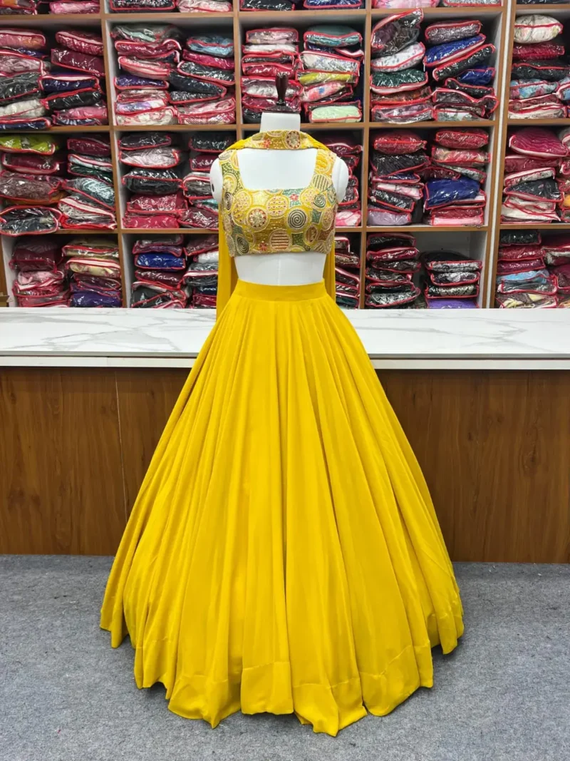 Needle Embroidery Thread Sequence Work Designer Party Wear Lehenga