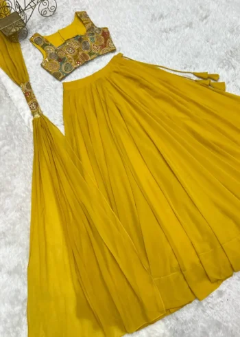 Needle Embroidery Thread Sequence Work Designer Party Wear Lehenga