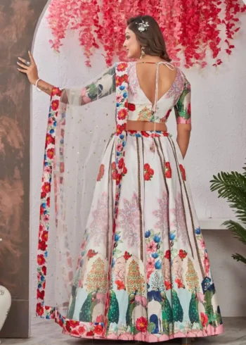 Off White Heavy Digital Printed Vrindavan Traditional Lehenga Choli