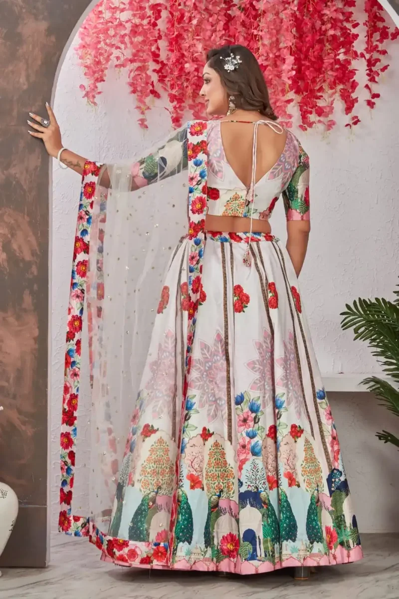 Off White Heavy Digital Printed Vrindavan Traditional Lehenga Choli