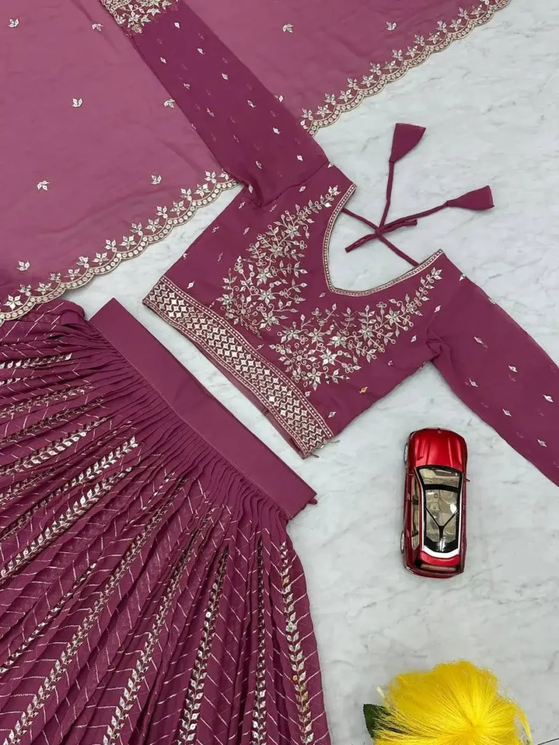 Party Wear Heavy Embroidery Sequence Work Stitched Lehenga Choli