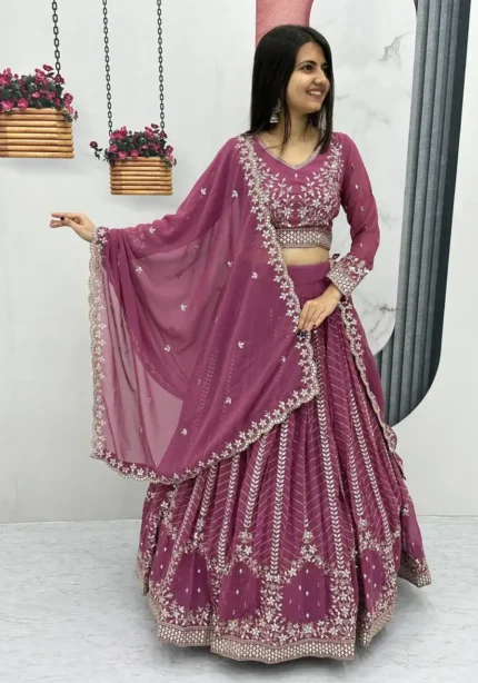 Party Wear Heavy Embroidery Sequence Work Stitched Lehenga Choli