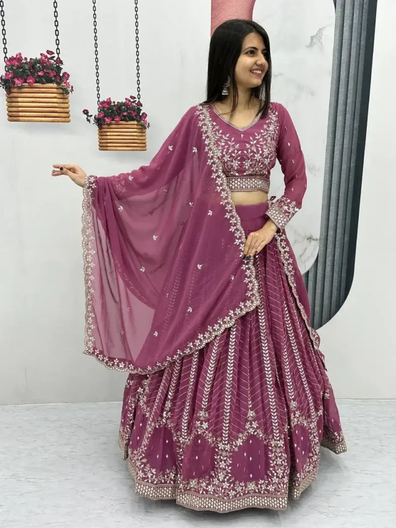 Party Wear Heavy Embroidery Sequence Work Stitched Lehenga Choli