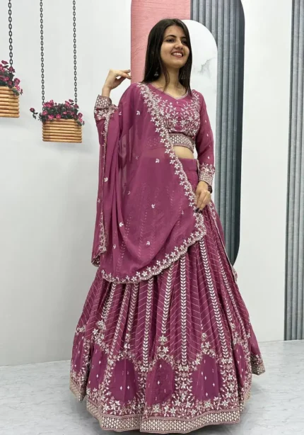 Party Wear Heavy Embroidery Sequence Work Stitched Lehenga Choli