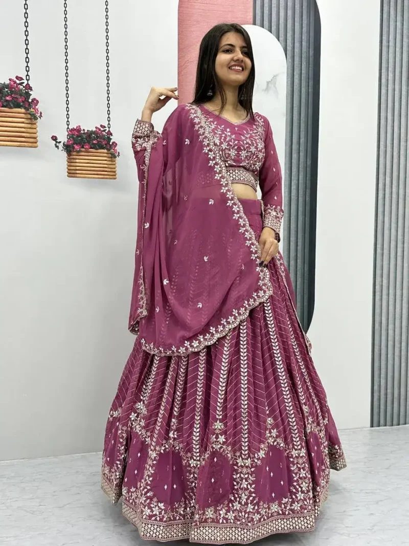 Party Wear Heavy Embroidery Sequence Work Stitched Lehenga Choli