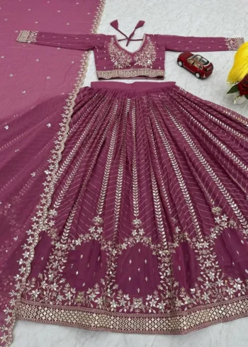Party Wear Heavy Embroidery Sequence Work Stitched Lehenga Choli