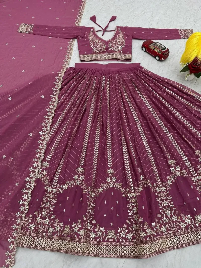 Party Wear Heavy Embroidery Sequence Work Stitched Lehenga Choli