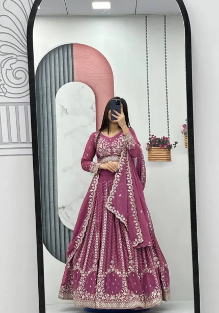 Party Wear Heavy Embroidery Sequence Work Stitched Lehenga Choli