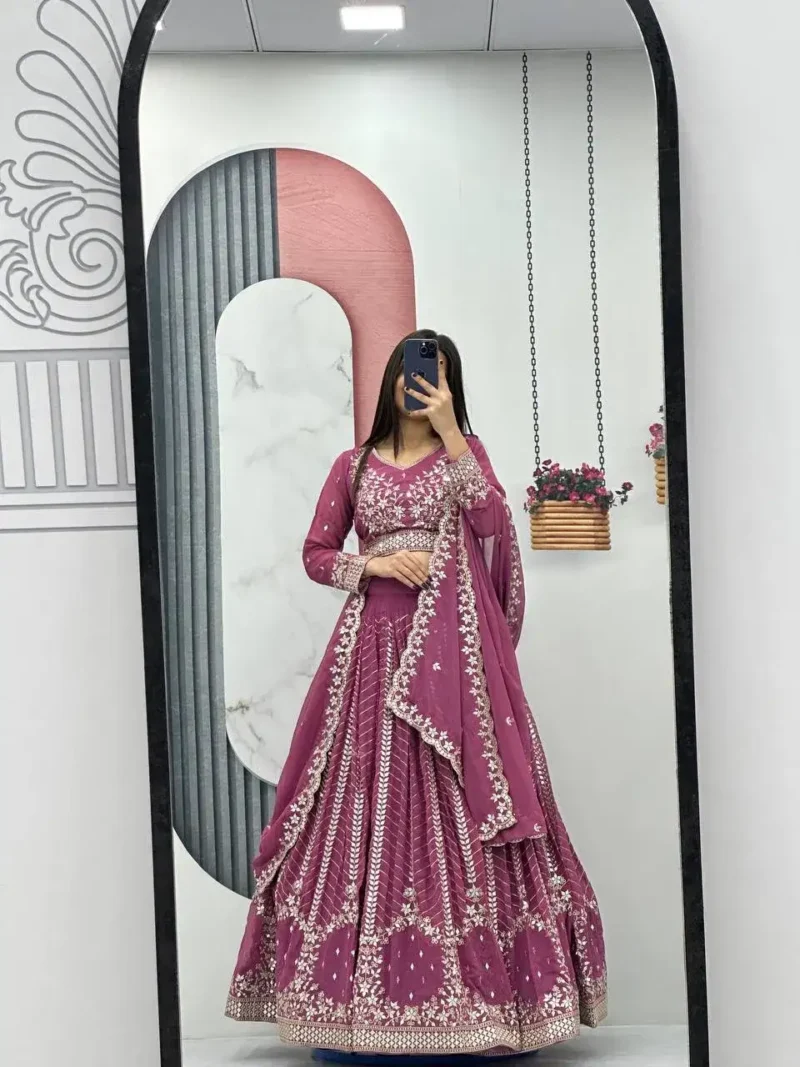 Party Wear Heavy Embroidery Sequence Work Stitched Lehenga Choli