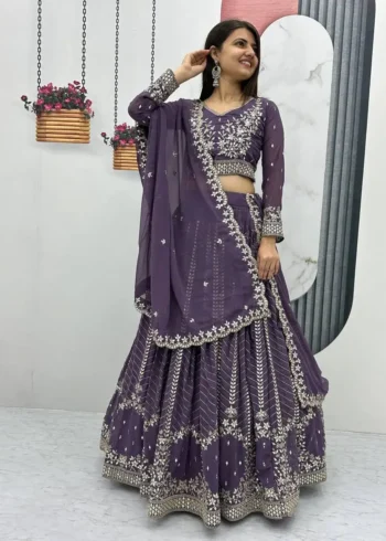 Party Wear Heavy Embroidery Sequence Work Stitched Lehenga Choli