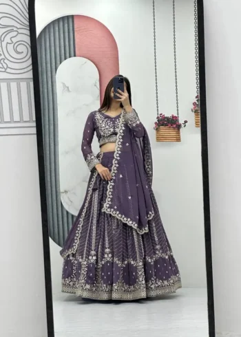 Party Wear Heavy Embroidery Sequence Work Stitched Lehenga Choli