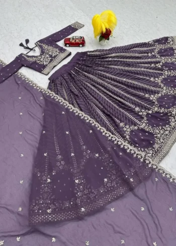 Party Wear Heavy Embroidery Sequence Work Stitched Lehenga Choli