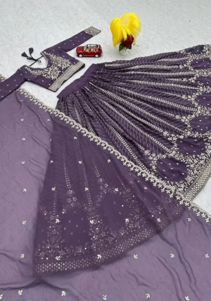 Party Wear Heavy Embroidery Sequence Work Stitched Lehenga Choli