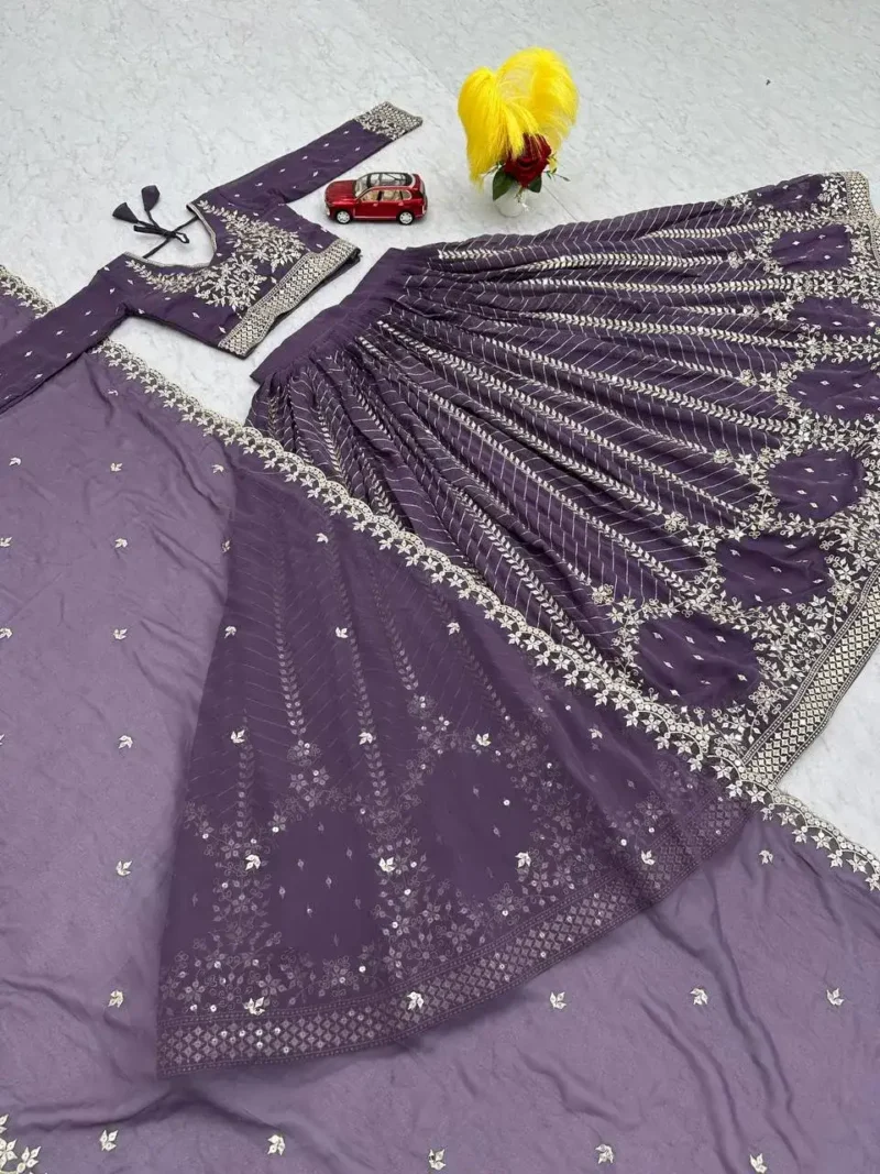 Party Wear Heavy Embroidery Sequence Work Stitched Lehenga Choli