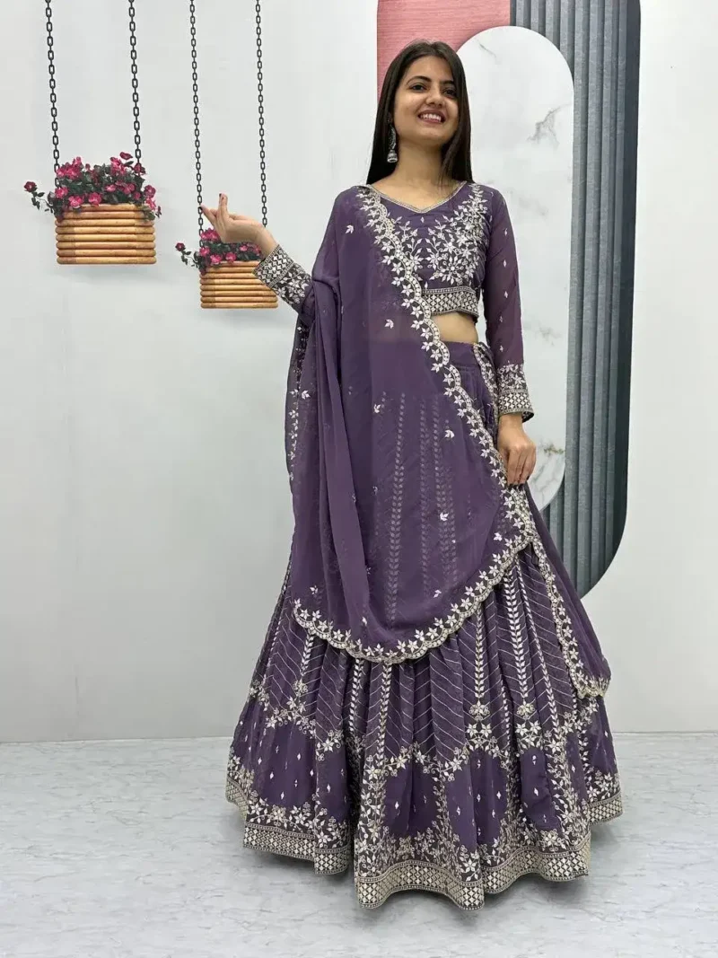 Party Wear Heavy Embroidery Sequence Work Stitched Lehenga Choli