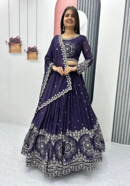 Party Wear Sequence Embroidered Full Stitched Lehenga Choli