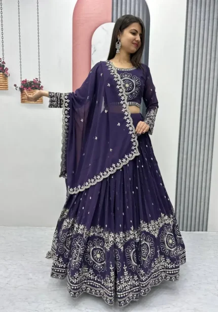 Party Wear Sequence Embroidered Full Stitched Lehenga Choli