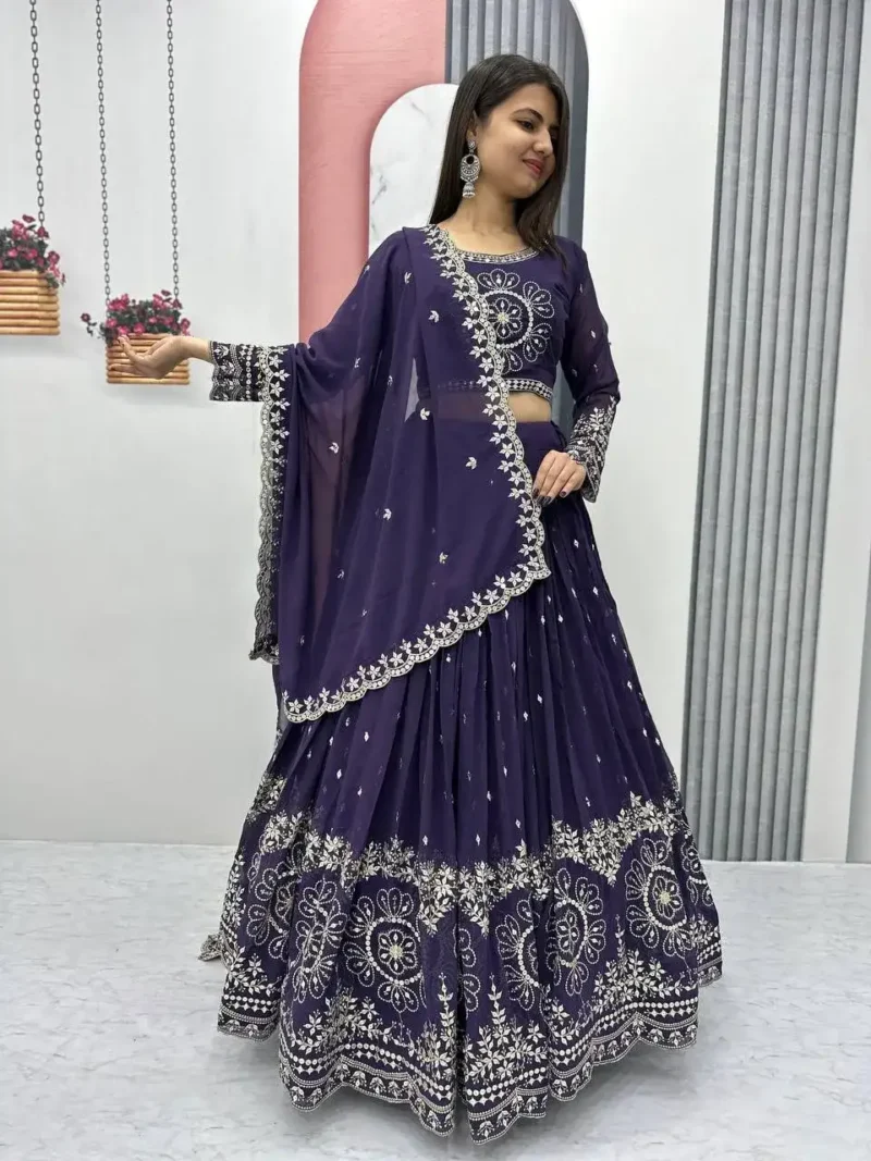 Party Wear Sequence Embroidered Full Stitched Lehenga Choli