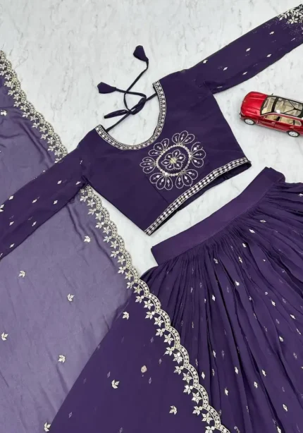 Party Wear Sequence Embroidered Full Stitched Lehenga Choli