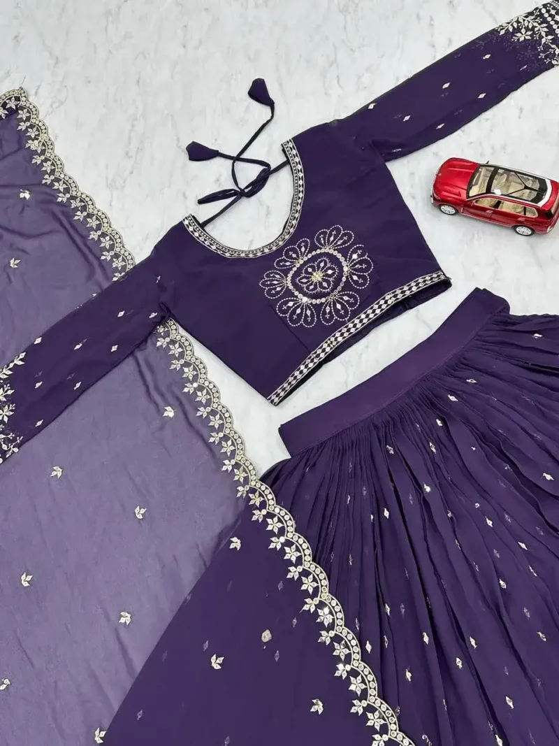 Party Wear Sequence Embroidered Full Stitched Lehenga Choli