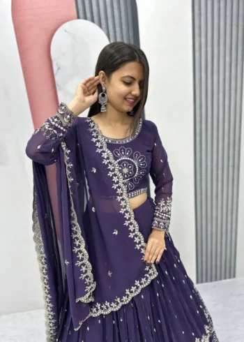 Party Wear Sequence Embroidered Full Stitched Lehenga Choli