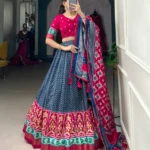 Patola and Foil Print Tussar Silk Half Saree Lehenga
