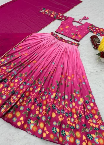 Pink Color Designer Kalamkari Printed Cotton South Indian Gown