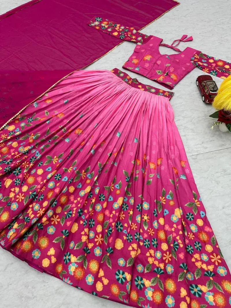 Pink Color Designer Kalamkari Printed Cotton South Indian Gown