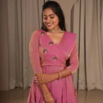 Pink Designer Hand Work Coat Style Tissue Silk Gown With Dupatta