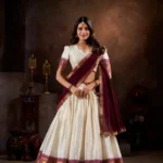 Poly Cotton Chex and Zari Weaving Work South Indian Half Saree Lehenga