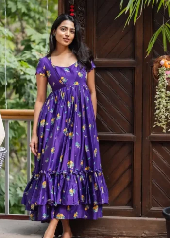 Premium Soft Chinnon Silk Digital Printed Designer Midi Dress