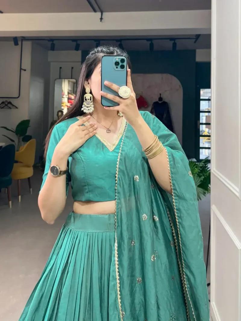 Pure Chanderi Plain Lehenga With Zari Weaving Border