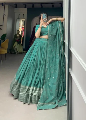 Pure Chanderi Plain Lehenga With Zari Weaving Border
