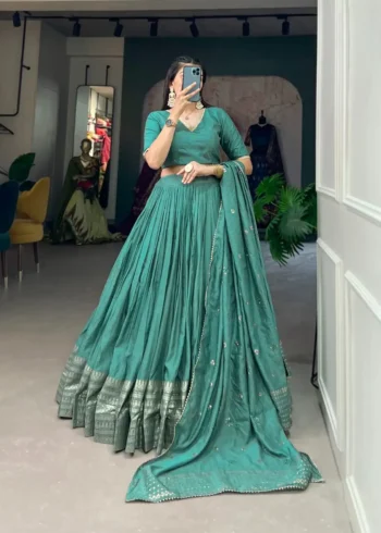Pure Chanderi Plain Lehenga With Zari Weaving Border