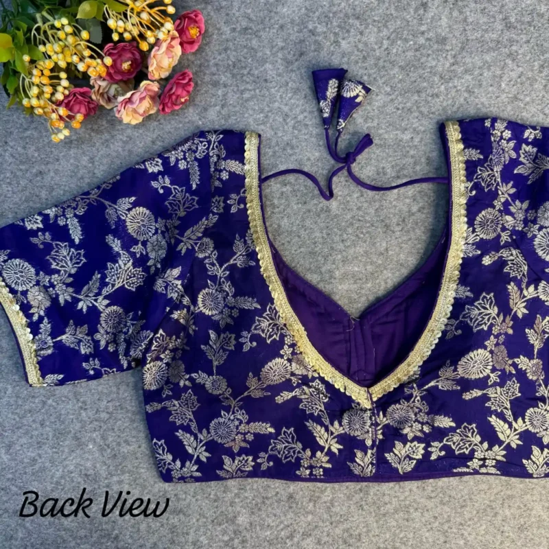 Pure Dola Silk Partywear Blouse With Beautiful Lace Pattern