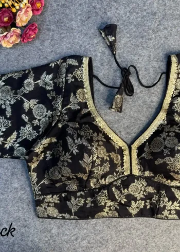 Pure Dola Silk Partywear Blouse With Beautiful Lace Pattern