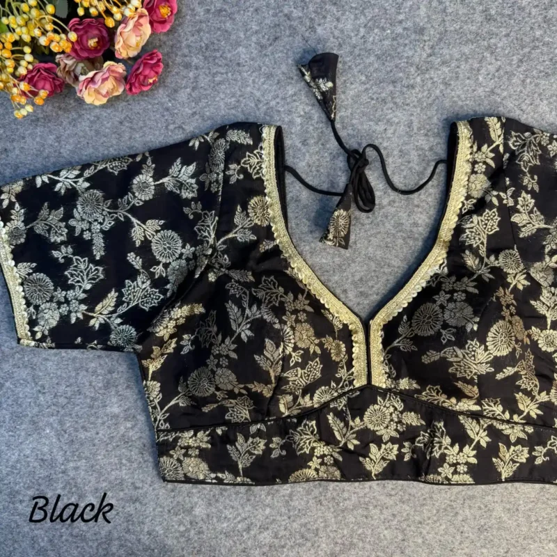 Pure Dola Silk Partywear Blouse With Beautiful Lace Pattern