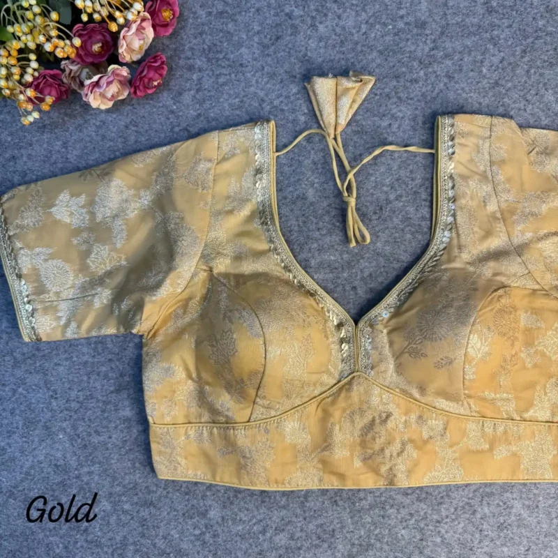 Pure Dola Silk Partywear Blouse With Beautiful Lace Pattern