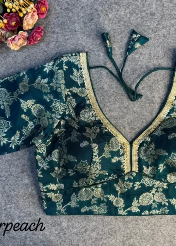 Pure Dola Silk Partywear Blouse With Beautiful Lace Pattern