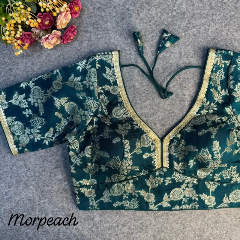 Pure Dola Silk Partywear Blouse With Beautiful Lace Pattern